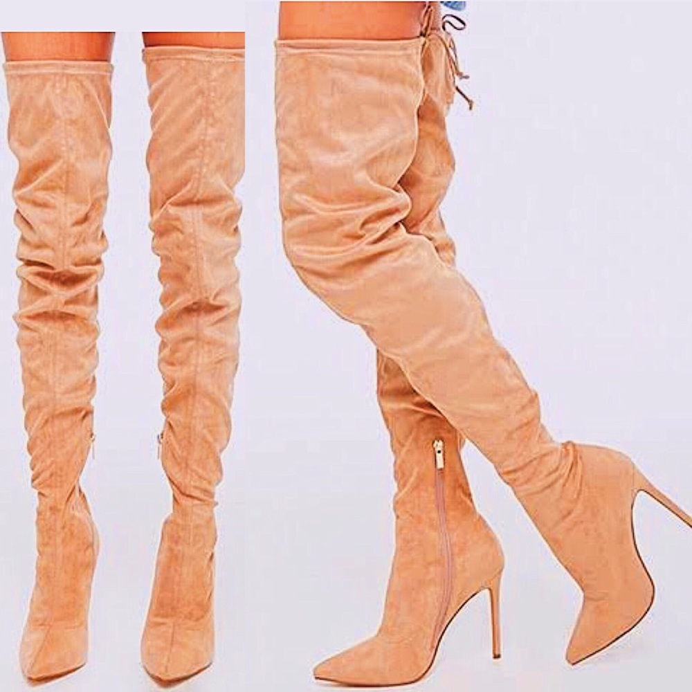 Suede knee high boots